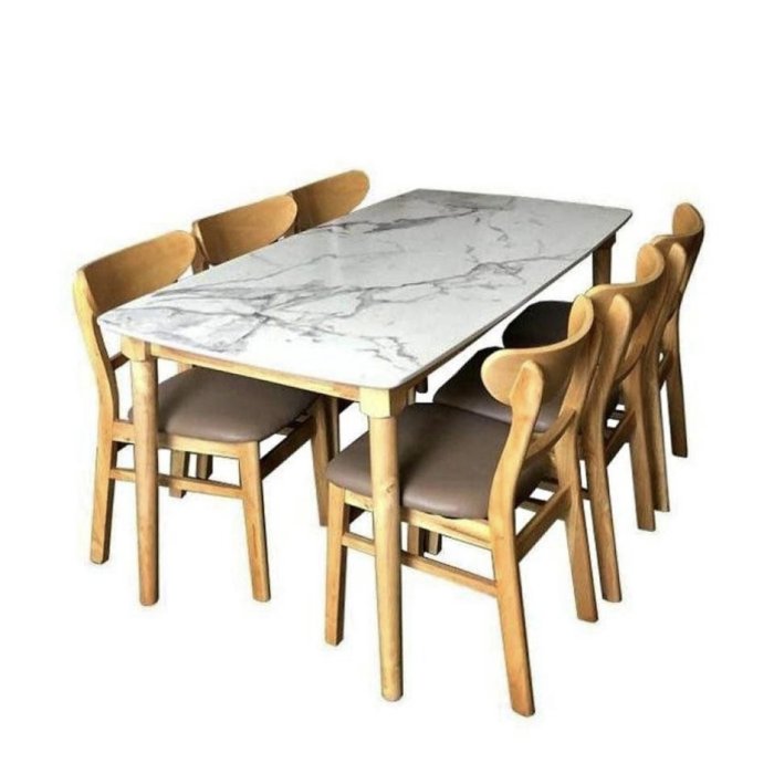 Bộ Bàn Ăn Gia Đình Giả Đá 6 Ghế Gỗ - BGA9