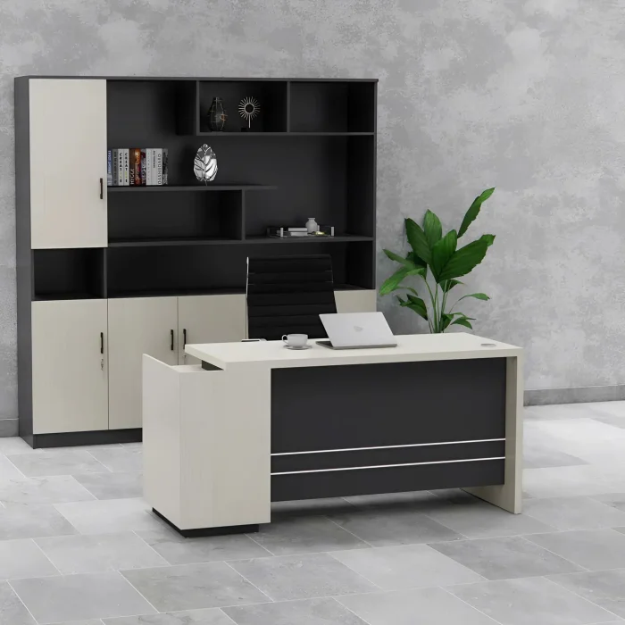 Bàn Giám Đốc Gỗ Phong Cách Tối Giản Kèm Tủ Phụ - BGĐ119