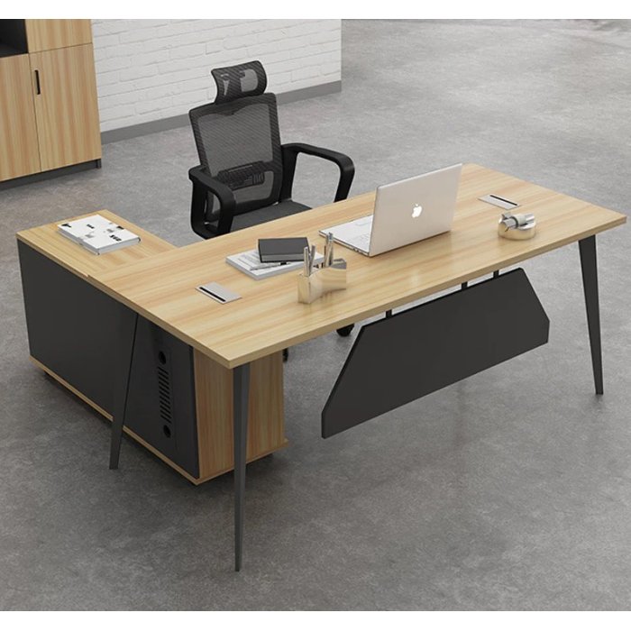 Bàn Giám Đốc Góc L Chân Sắt Sang Trọng - BGĐ34