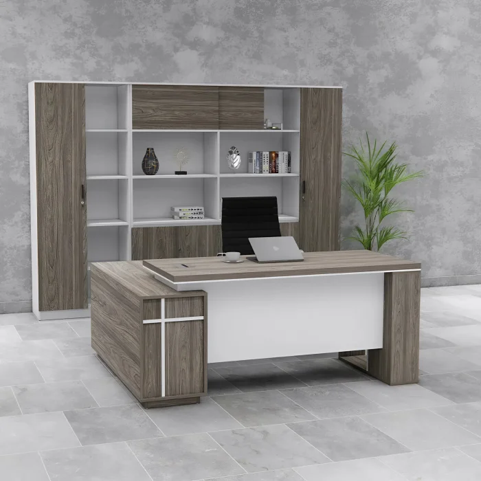 Bàn Giám Đốc Góc L Thiết Kế Kệ Tiện Lợi - BGĐ109