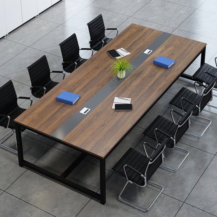 Bàn Họp Văn Phòng Chân Sắt Đen 2m4 x 1m2 - BH16