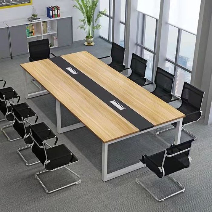 Bàn Làm Việc Văn Phòng Chân Trắng Mặt Gỗ 3m6 - BH21