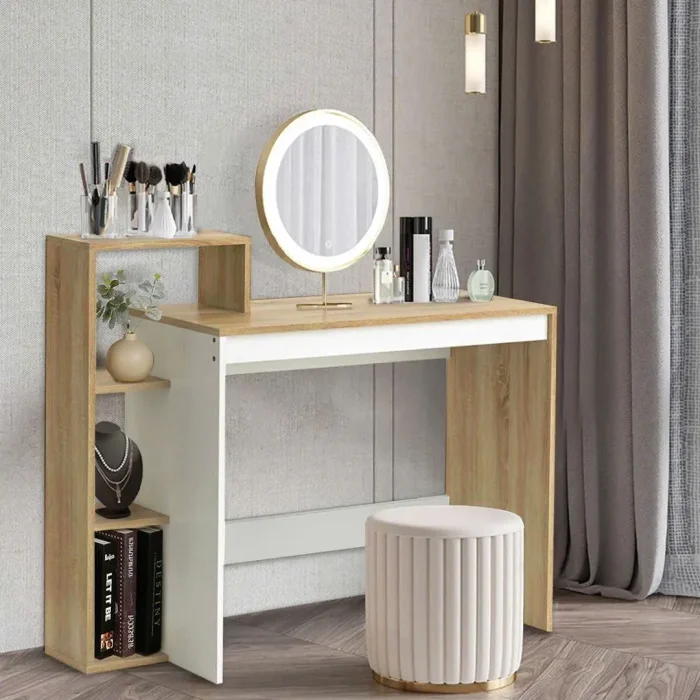 Bàn Làm Việc Gỗ Tối Giản Kèm Kệ Mở Đa Tầng - BG72