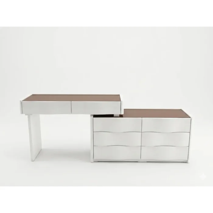 Bàn Trang Điểm Mặt Kính Nâu Sang Trọng - BTD35