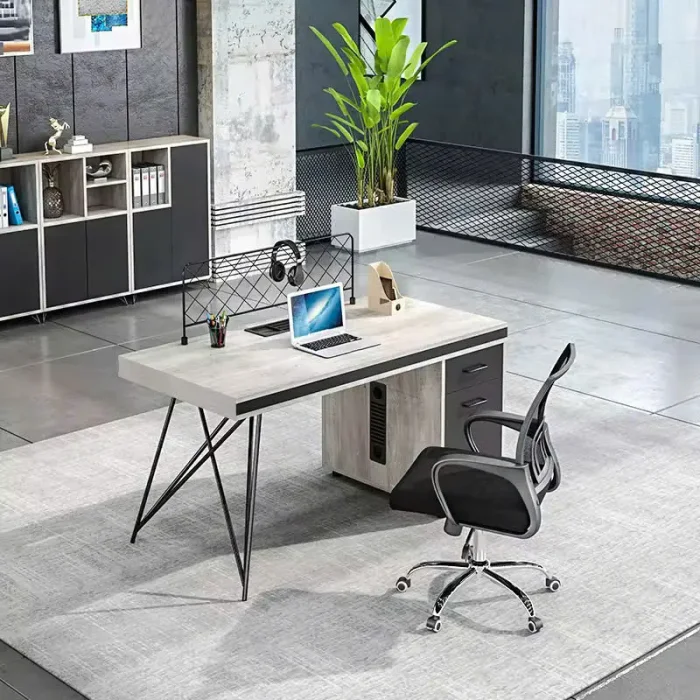 Cụm Bàn Làm Việc Chân Sắt Lưới Có Hộc Tủ Tiện Lợi - BC116