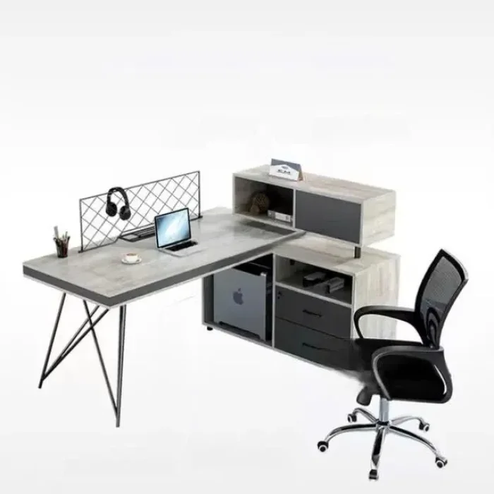 Cụm Bàn Làm Việc Chữ L Có Hộc Tủ - BC117