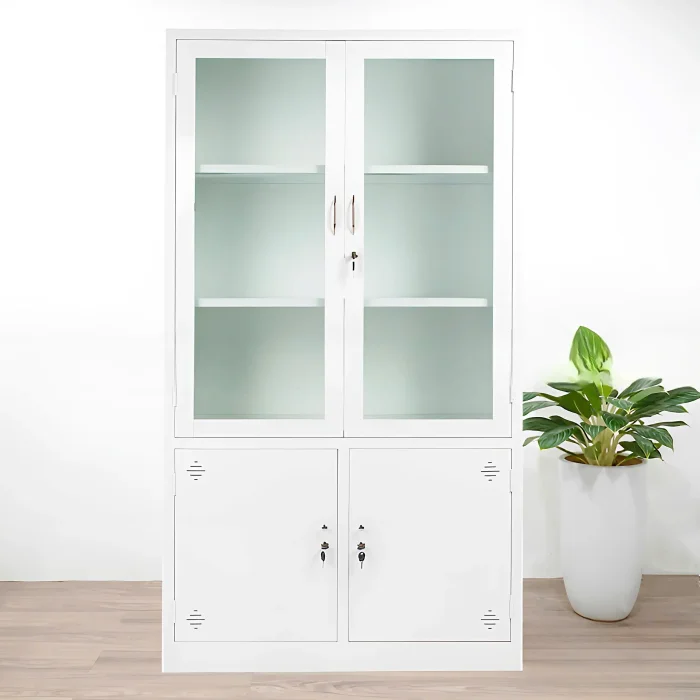 Tủ Locker Sắt 2 Cánh Kính Màu Trắng - TLK45